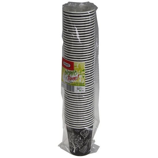 Изображение Papīra glāzes baltas 230ml d80mm 50gab.1-sl.