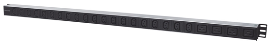 Picture of Intellinet Vertical Rackmount 24-Output Power Distribution Unit (PDU), 20 x C13 & 4 x Output C19, Removable Power Cable, Rear C14 Input (Euro 2-pin plug)