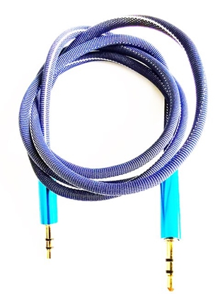 Attēls no Mocco Textile Premium AUX Cable 3.5 mm -> 3.5 mm 1M blue