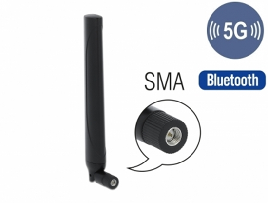 Picture of Delock 5G LTE Antenna SMA plug -0.5 - 2.3 dBi omnidirectional with tilt joint black