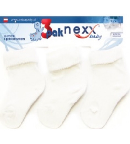 Picture of 0-3 mēn. (9,7-12 cm) zeķes baltas kokvilna ar plakanšuvi 3 gab. 3-PAK/SKGW-WHITE-0-3
