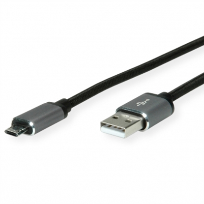 Attēls no ROLINE USB 2.0 Cable, A - Micro B (reversible), M/M, 0.8 m