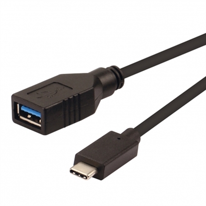 Attēls no ROLINE USB 3.1 Type C cable, C-A, M/F, OTG, black, 0.15 m