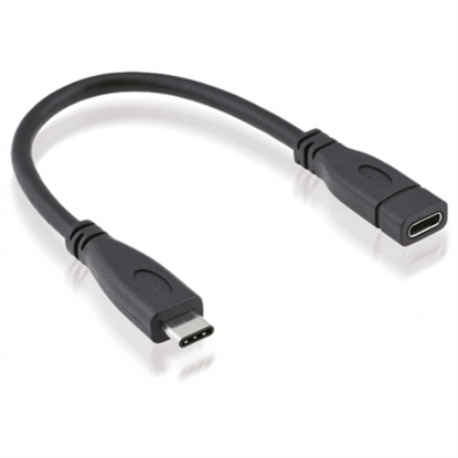 Attēls no ROLINE USB 3.2 Gen 2 Type C Cable, C-C, M/F, black, 0.15 m