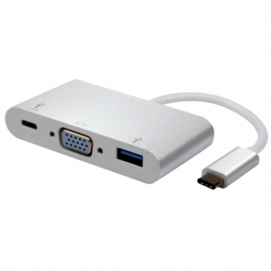 Picture of ROLINE Type C - VGA Adapter, M/F, + 1x USB 3.2 Gen 1 A F, + 1x Type C (Power Del