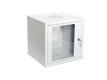 Attēls no Szafa krosowa wisząca niedzielona 10 cali 6U 300x315x306 mm, drzwi szklane, kolor szary