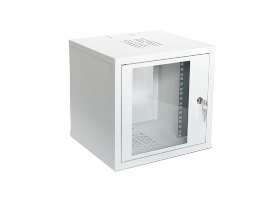 Picture of Szafa krosowa wisząca niedzielona 10 cali 6U 300x315x306 mm, drzwi szklane, kolor szary