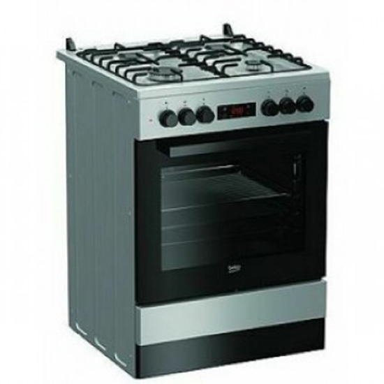 Picture of BEKO Cooker FSM62320DSS 60 cm, A, Gas/Electric, LED screen, Inox color/black glass