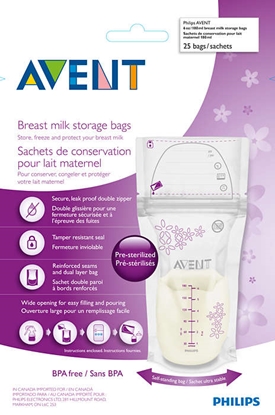 Attēls no Philips Avent krūts piena uzglabāšanas maisiņi 180ml/25 gab.