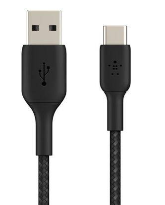 Attēls no Belkin USB-C/USB-A Cable 3m braided, black CAB002bt3MBK