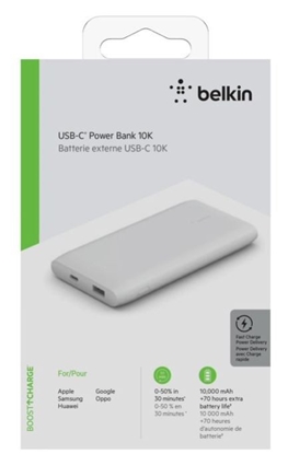 Attēls no Belkin Power Bank 18W 10.000mAh Power Delivery, white BPB001btWH