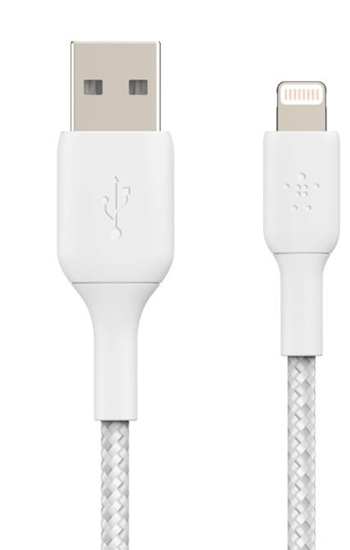 Изображение Belkin Lightning to USB-A Cable 15cm, Braided, mfi cert, white