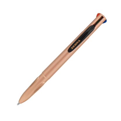 Изображение Lodīšu pildspalva ZEBRA FOUR COLOUR 1.0mm rose korpuss, zila/melna/sarkana/zaļa tinte.