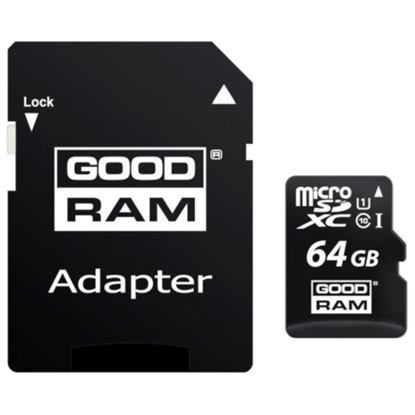 Obrazek GOODRAM MICROSD 64GB CLASS 10/UHS 1 + ADAPTER SD