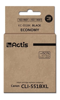 Attēls no Actis KC-551Bk Ink (replacement for Canon CLI-551BK; Standard; 12 ml; black)