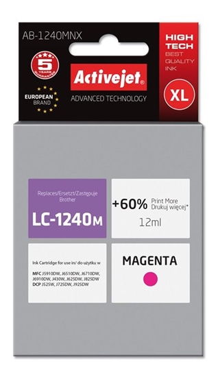 Picture of Activejet AB-1240MNX Ink (replacement for Brother LC1240M/1220M; Supreme; 12 ml; magenta)