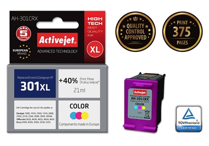 Attēls no Activejet AH-301CRX Ink (HP 301XL CH564EE compatible; Premium; 21 ml; color)
