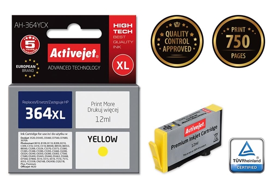 Picture of Activejet AH-364YCX Ink (replacement for HP 364XL CB325EE; Premium; 12 ml; yellow)
