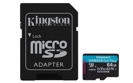 Picture of Kingston Technology 64GB microSDXC Canvas Go Plus 170R A2 U3 V30 Card + ADP