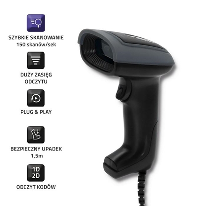 Изображение Qoltec 50863 Wired QR & BARCODE Scanner | USB