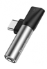 Picture of Adapter Baseus USB C plug - 3.5mm stereo connector, with charging Silver + Black