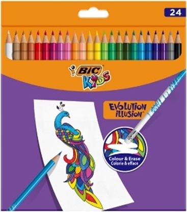 Picture of BIC Kids Evolution Illusion erasable pencil crayons box of 24 pcs
