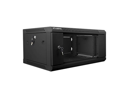 Изображение Lanberg 19'' wall-mounted installation cabinet 4U 600x450mm black (glass door)