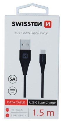 Attēls no Swissten 5A Super Fast Charge for Huawei USB-C Data and Charging Cable 1.5m
