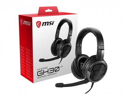 Attēls no MSI IMMERSE GH30 V2 Gaming Headset 'Black with Iconic Dragon Logo, Wired Inline Audio with splitter accessory, 40mm Drivers, detachable Mic, easy foldable design'
