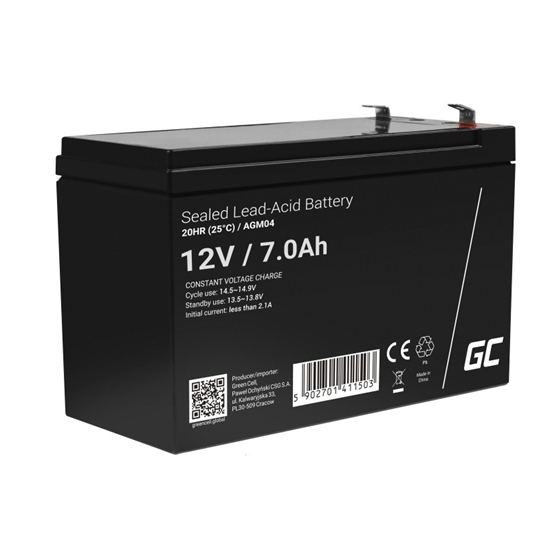 Picture of Akumulators Green Cell AGM 12V 7Ah VRLA Battery