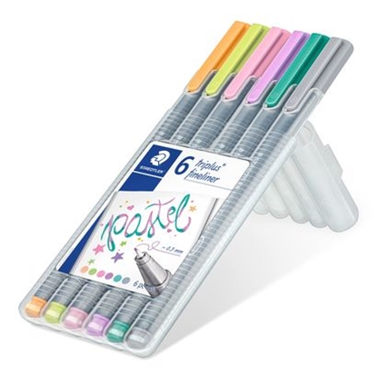 Изображение STAEDTLER Pildspalvu komplekts   Fineliner triplus Pastel, 0.3mm, 6 krāsas