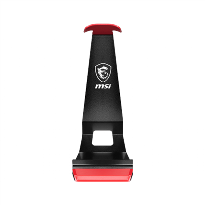Attēls no MSI HS01 Gaming Headset Stand 'Black with Red, Solid Metal Design, non slip base, Cable Organiser, Supports most headsets, Mobile holder'