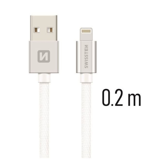 Изображение Swissten Textile Fast Charge 3A Lightning Data and Charging Cable 20 cm