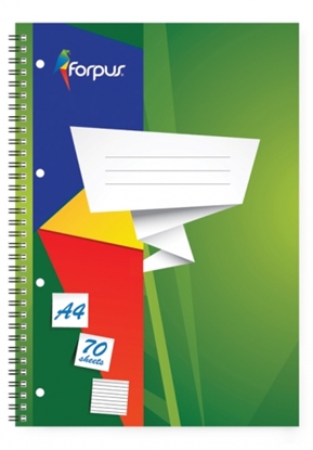 Attēls no Exercise book with spiral Forpus, A4/70, lined, soft cover 0722-022