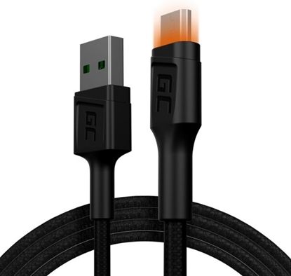 Attēls no Kabelis Green Cell Ultra Charge Micro USB Male - USB-A Male with Orange LED Diode 1.2m