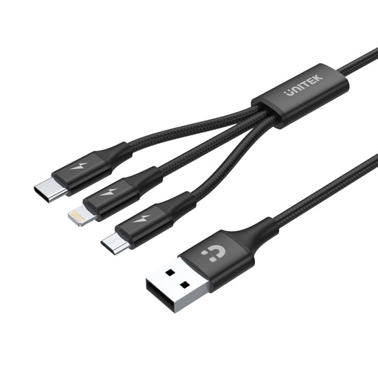 Picture of UNITEK C14049BK USB cable 1.2 m USB 2.0 USB C Micro-USB B/Lightning Black