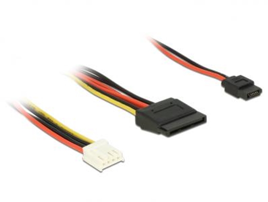 Picture of Cable Power Floppy 4 pin power receptacle  SATA 15 pin receptacle (5 V + 12 V) + Slim SATA 6 pin receptacle (5 V) 24 cm