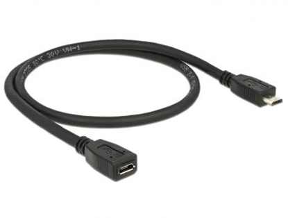 Attēls no Delock Extension cable USB 2.0 type Micro-B male  USB 2.0 type Micro-B female 0.5 m