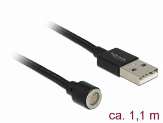 Picture of Delock Magnetic USB Data and Charging Cable black 1.1 m