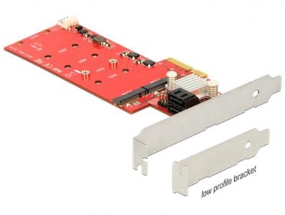 Attēls no Delock PCI Express Card  Hybrid 2 x internal M.2 NGFF + 2 x SATA 6 Gbs with RAID â Low Profile Form Factor
