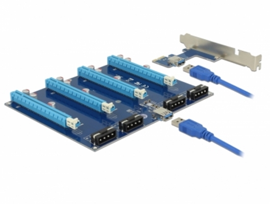 Изображение Delock Riser Card PCI Express x1 > 4 x PCIe x16 with 60 cm USB cable