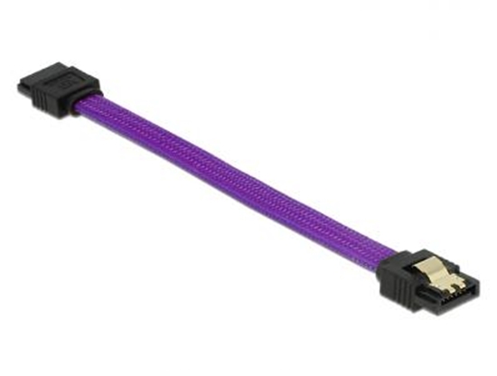 Изображение Delock SATA cable 6 Gbs 10 cm straight  straight metal purple Premium
