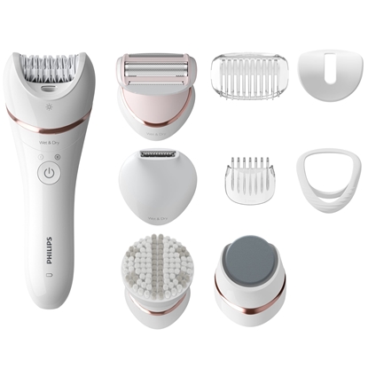 Obrazek Philips Satinelle Advanced Wet & Dry epilator BRE740/10 For legs and body, Cordless, 9 accessories