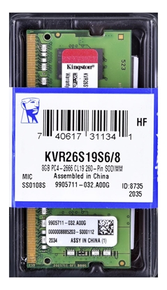 Attēls no Kingston Technology ValueRAM KVR26S19S6/8 memory module 8 GB 1 x 8 GB DDR4 2666 MHz