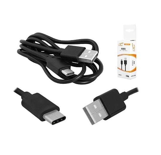 Изображение USB - USB type C datu pārraides un lādēšanas kabelis 1.5m melns LX8427-1.5