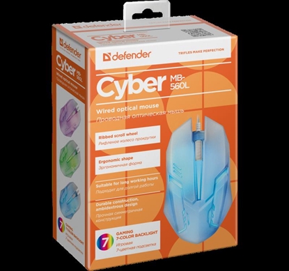 Picture of MOUSE DEFENDER CYBER MB-560L WHITE 7-COLORS BACKLIGHT