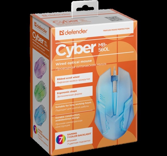Picture of MOUSE DEFENDER CYBER MB-560L WHITE 7-COLORS BACKLIGHT