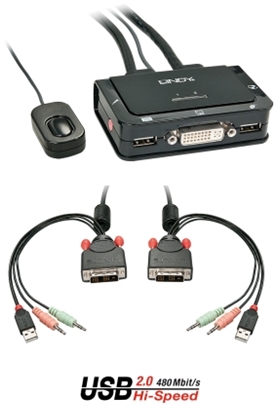 Pilt 2 Port DVI-D Single Link, USB 2.0 & Audio KVM Switch Compact