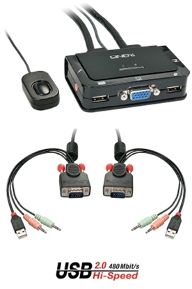 Attēls no 2 Port VGA, USB 2.0 & Audio Cable KVM Switch