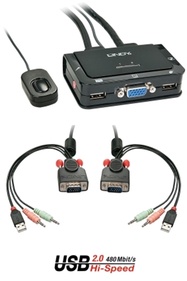 Изображение 2 Port VGA, USB 2.0 & Audio Cable KVM Switch